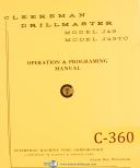 Cleereman-Cleereman Drillmaster Model J43 & J43TC, Operation & Programming Manual 1968-J43-J43TC-01